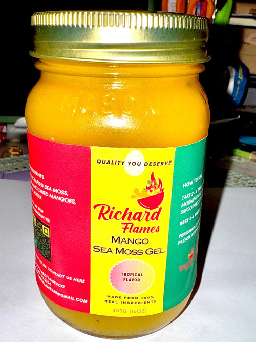 Mango Sea Moss Gel 16oz | Wildcrafted Organic Vegan | Mineral-Rich Daily Wellness | Chef Richard Flames