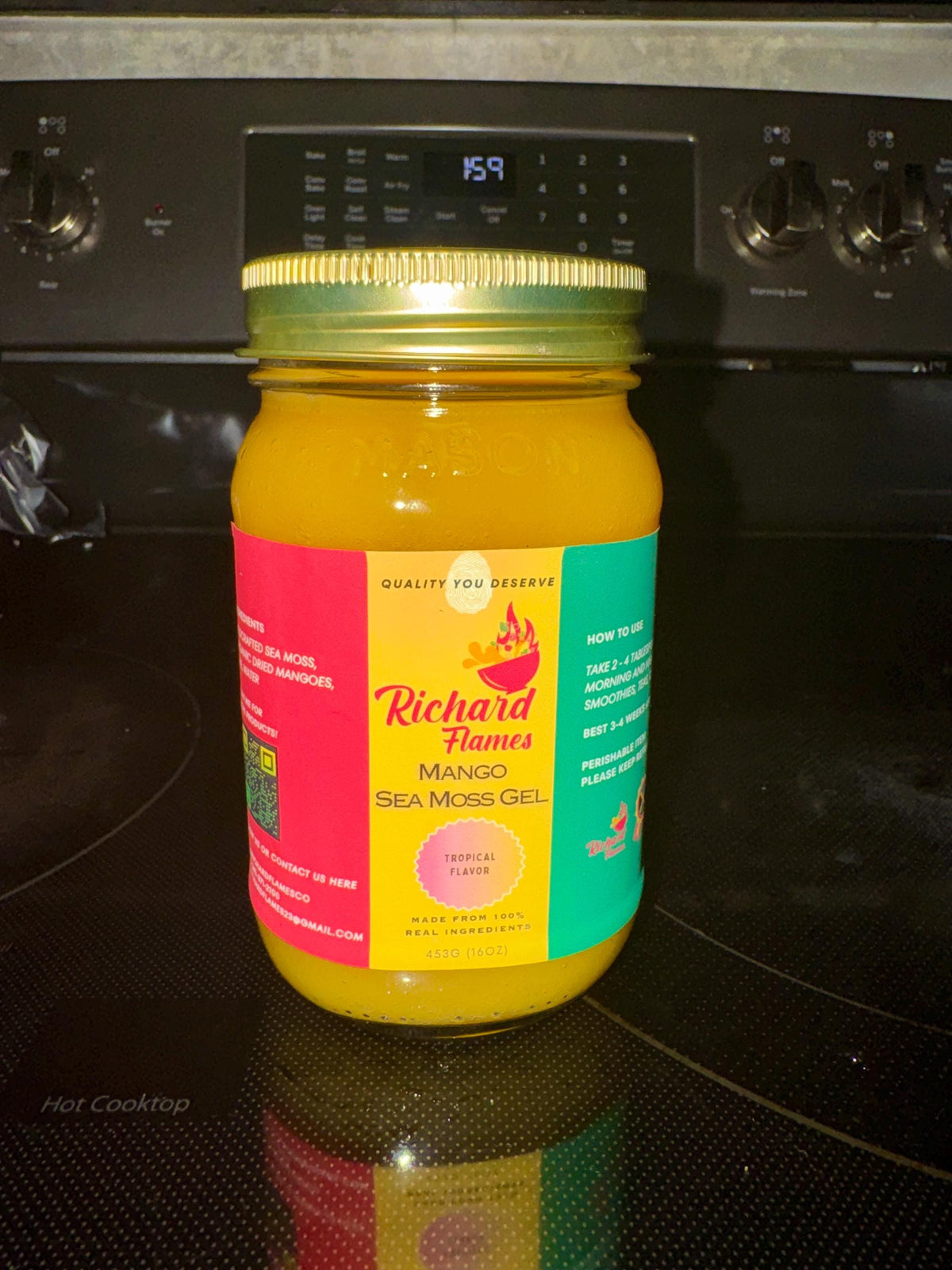 Mango Sea Moss Gel 16oz | Wildcrafted Organic Vegan | Mineral-Rich Daily Wellness | Chef Richard Flames